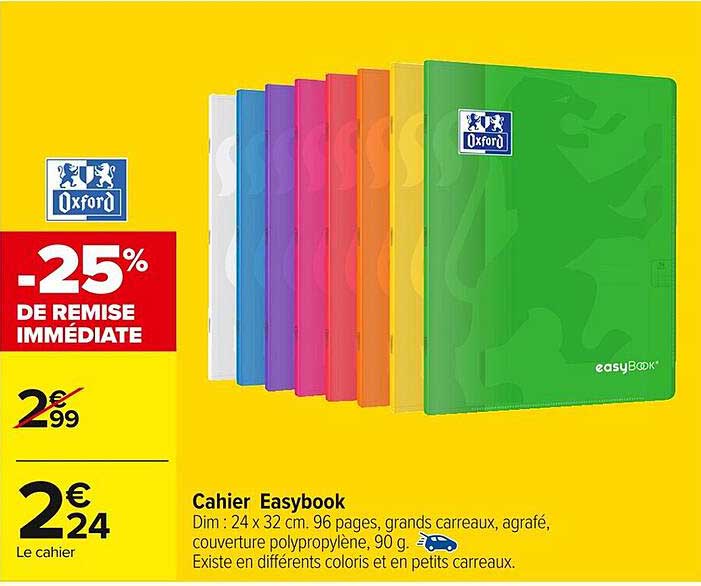 Cahier Easybook Oxford -25% de remise immédiate