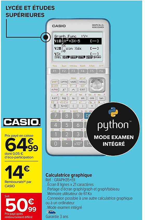 Calculatrice graphique Casio GRAPH 35 E+ II