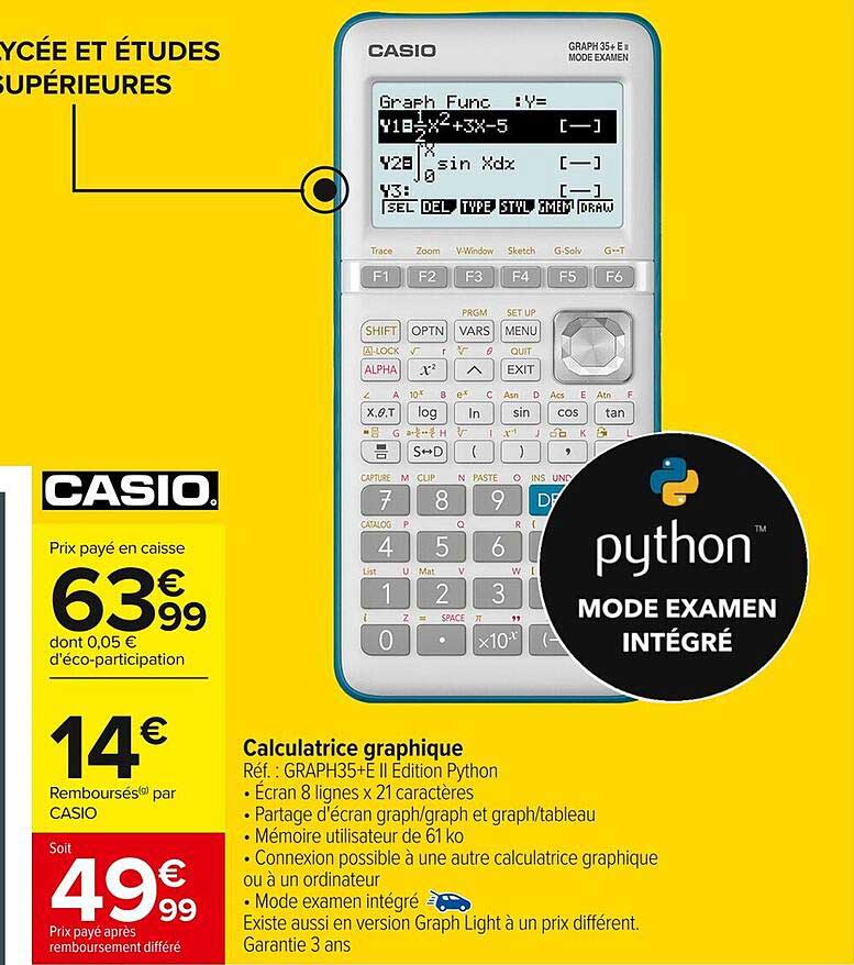 Calculatrice graphique - Réf : GRAPH35+E II Edition Python