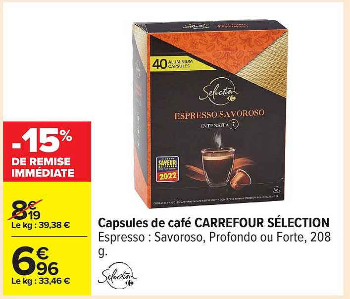 Capsules de café CARREFOUR SÉLECTION