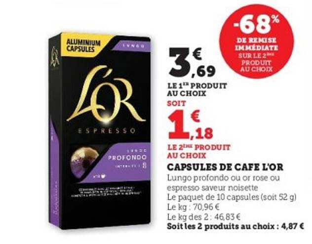 CAPSULES DE CAFE L’OR