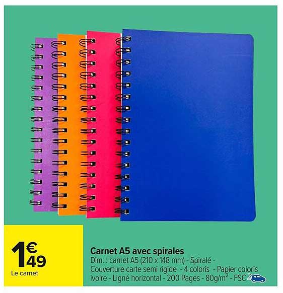 Carnet A5 avec spirales