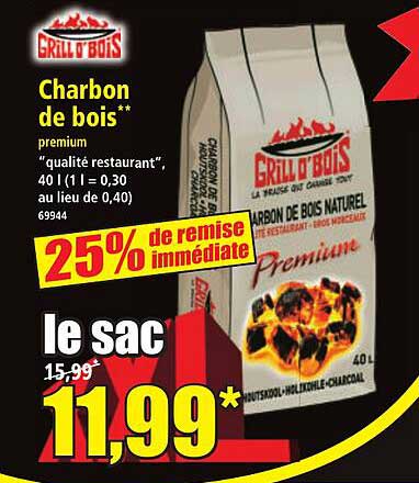 Charbon de bois* premium "qualité restaurant"