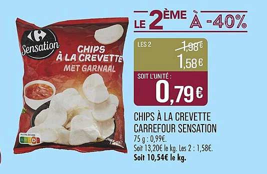 CHIPS À LA CREVETTE CARREFOUR SENSATION