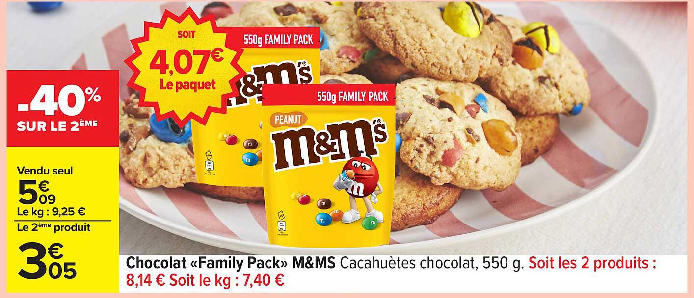 Chocolat «Family Pack» M&M's Cacahuètes chocolat, 550 g.