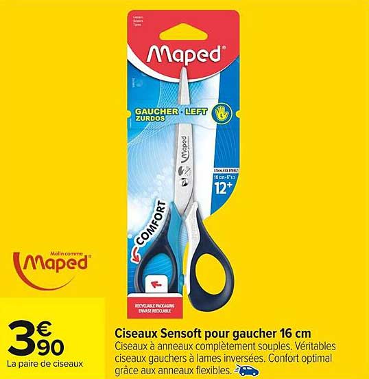 Ciseaux Sensof pour gaucher 16 cm