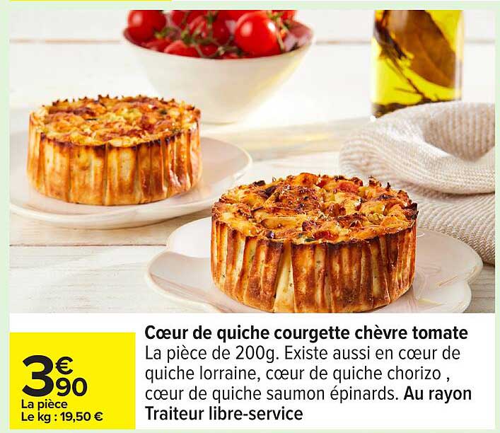 Cœur de quiche courgette chèvre tomate