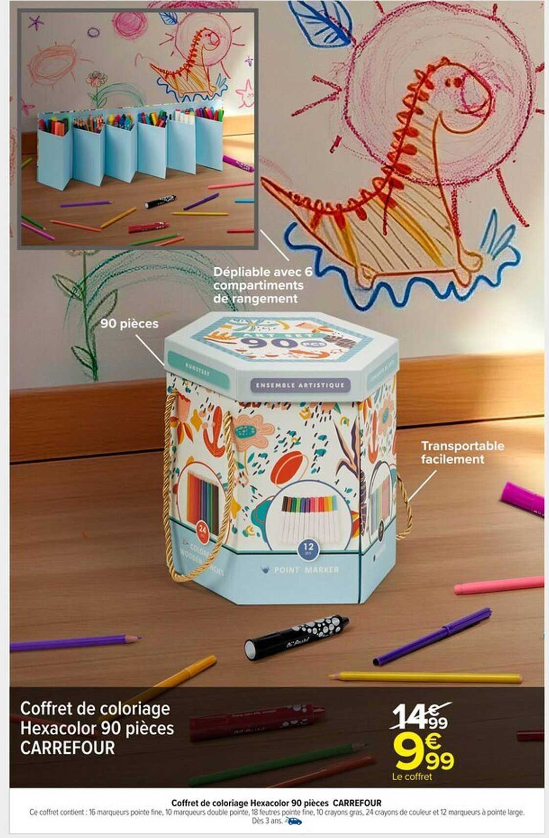 Coffret de coloriage Hexacolor 90 pièces CARREFOUR