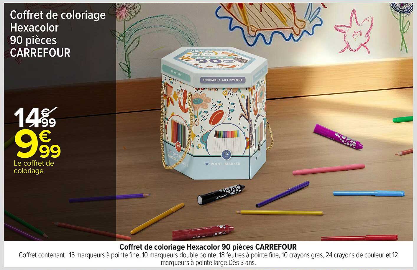 Coffret de coloriage Hexacolor 90 pièces CARREFOUR