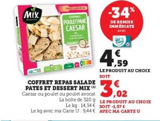COFFRET REPAS SALADE PATES ET DESSERT MIX