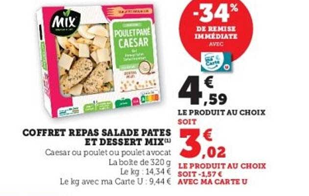 COFFRET REPAS SALADE PATES ET DESSERT MIX