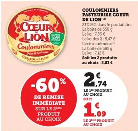 COULOMMIERS PASTEURISE COEUR DE LION