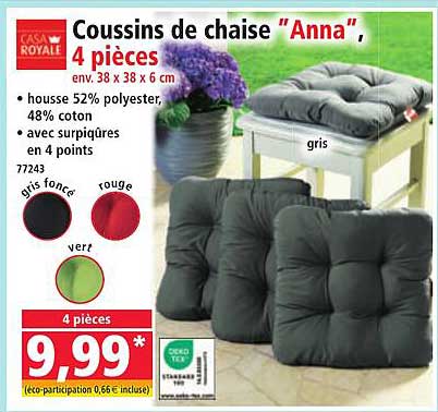 Coussins de chaise "Anna", 4 pièces