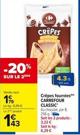 Crêpes fourrées CARREFOUR CLASSIC'
