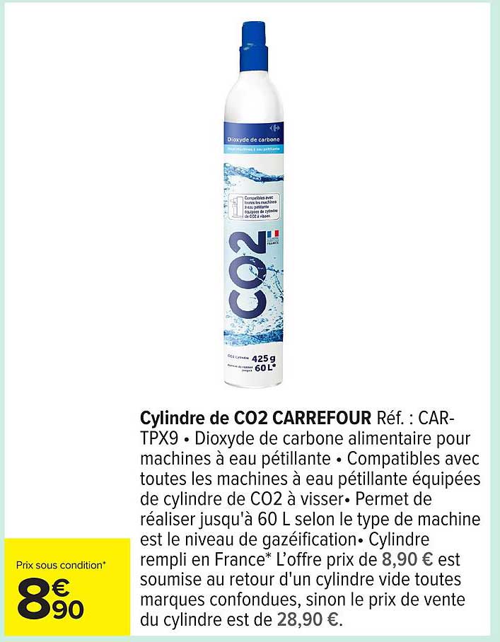 Cylindre de CO2 CARREFOUR Réf. : CAR-TPX9