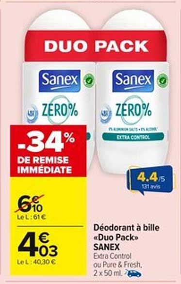 Déodorant à bille « Duo Pack » SANEX