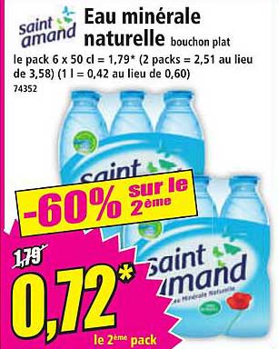 Eau minérale naturelle bouchon plat