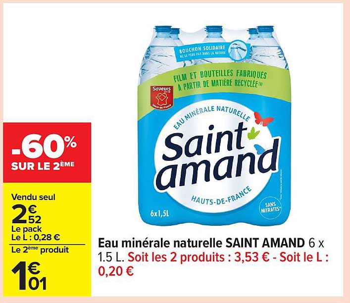 Eau minérale naturelle SAINT AMAND 6 x 1.5 L