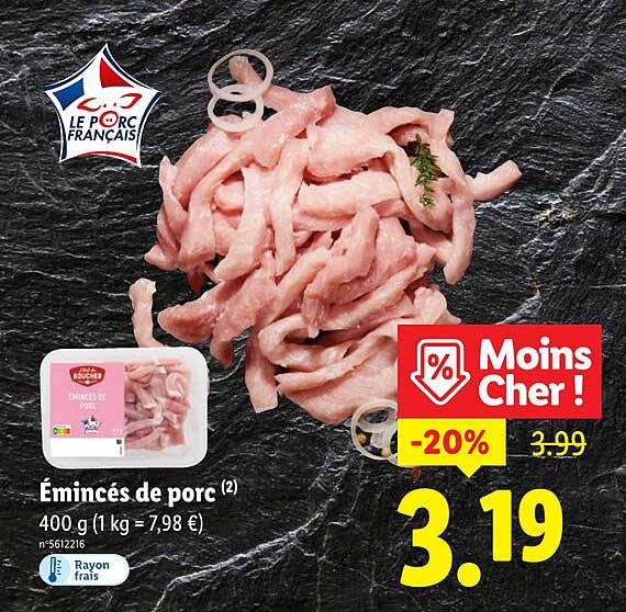 Émincés de porc