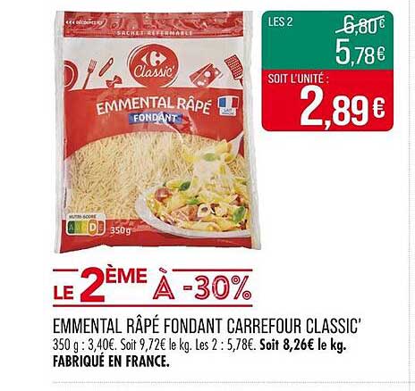 EMMENTAL RÂPÉ FONDANT CARREFOUR CLASSIC’