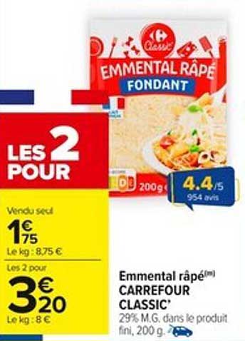 Emmental râpé(m) CARREFOUR CLASSIC’