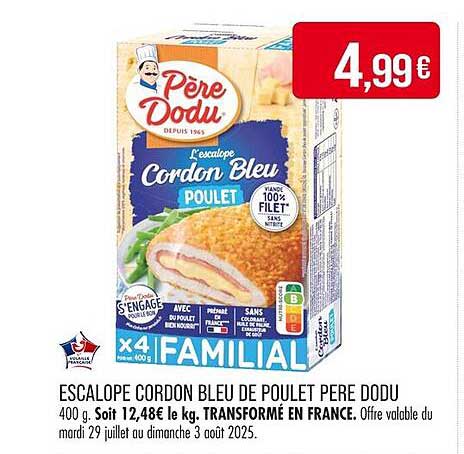 ESCALOPE CORDON BLEU DE POULET PERE DODU