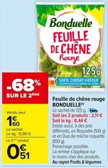 Feuille de chêne rouge BONDUELLE