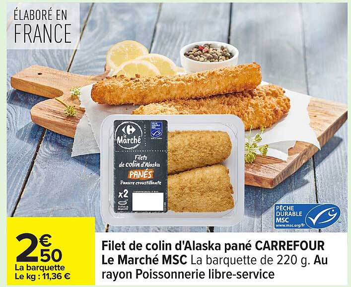 Filet de colin d'Alaska pané CARREFOUR