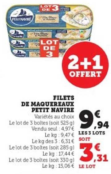 FILETS DE MAQUEREAUX PETIT NAVIRE