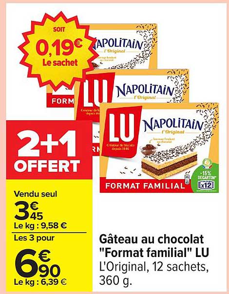 Gâteau au chocolat "Format familial" LU