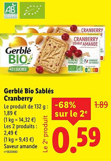 Gerblé Bio Sablés Cranberry