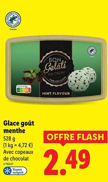 Glace goût menthe