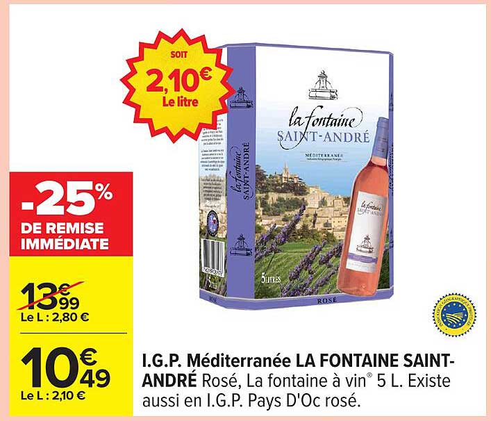 I.G.P. Méditerranée LA FONTAINE SAINT-ANDRÉ Rosé