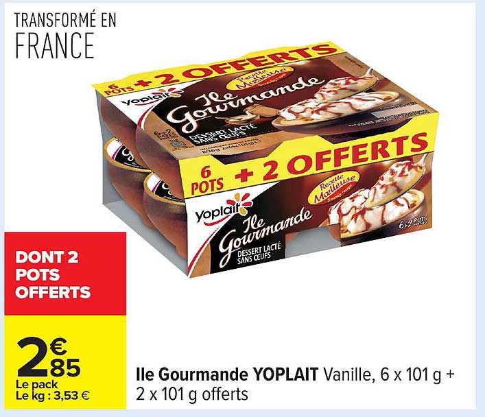 Ile Gourmande YOPLAIT Vanille, 6 x 101 g + 2 x 101 g offerts