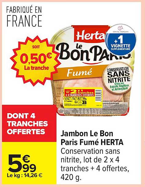 Jambon Le Bon Paris Fumé HERTA