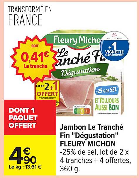 Jambon Le Tranché Fin "Dégustation" FLEURY MICHON