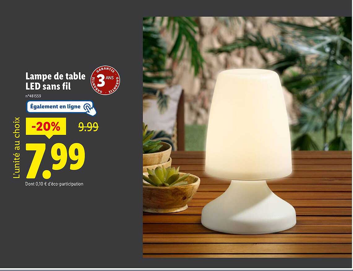 Lampe de table LED sans fil