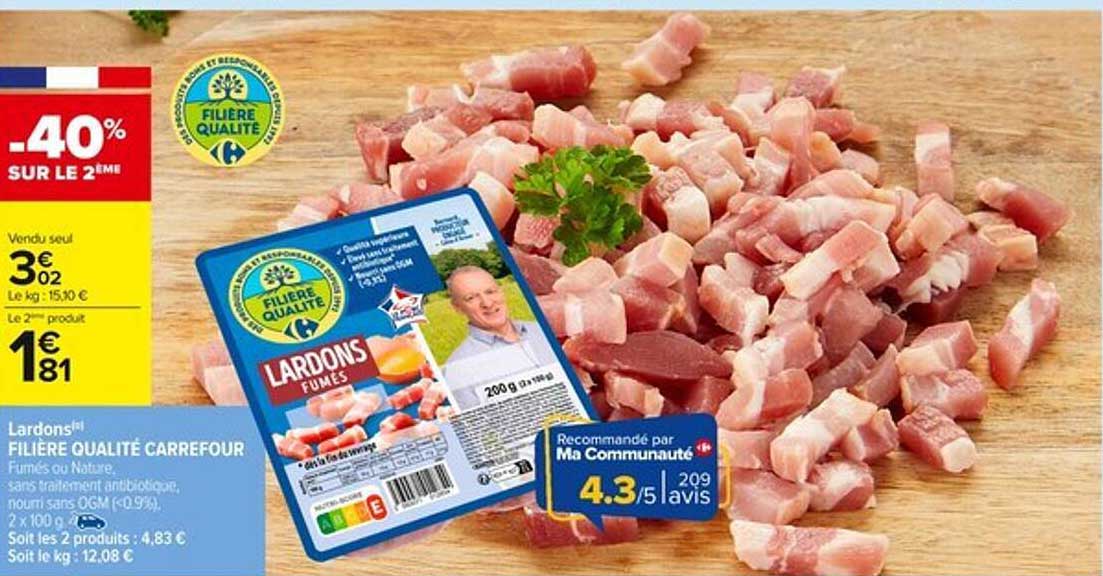 Lardons Fumés - FILIERE QUALITÉ CARREFOUR