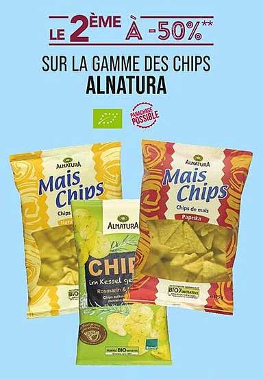 Le 2ÈME À -50%** sur la gamme des chips Alnatura