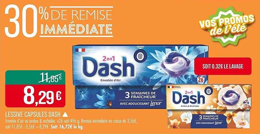 Lessive Capsules Dash - 30% de remise immédiate
