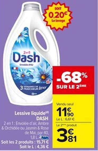 Lessive liquide 2 en 1 DASH
