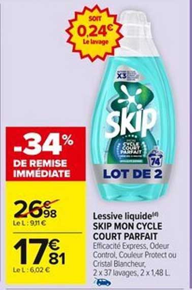Lessive liquide SKIP MON CYCLE COURT PARFAIT