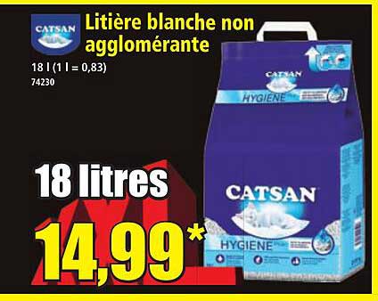 Litière blanche non agglomérante