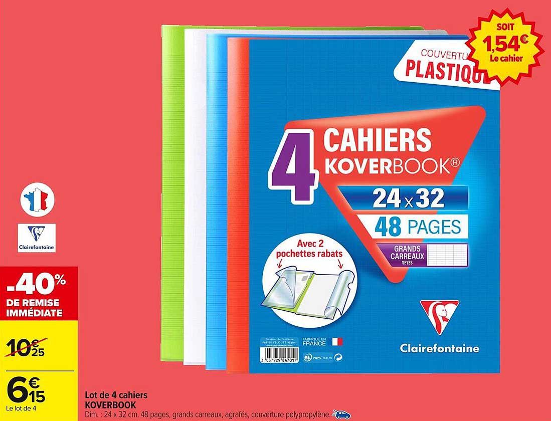 Lot de 4 cahiers KOVERBOOK