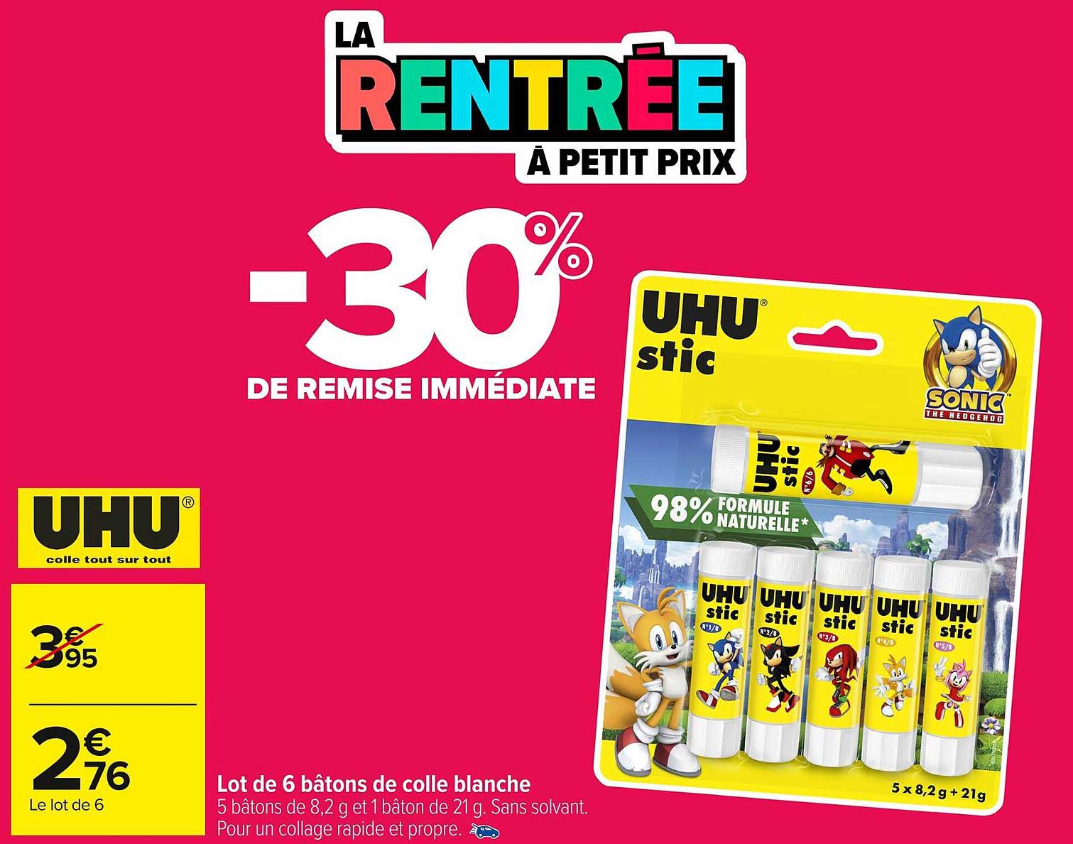 Lot de 6 bâtons de colle blanche