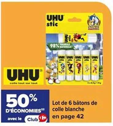 Lot de 6 bâtons de colle blanche
