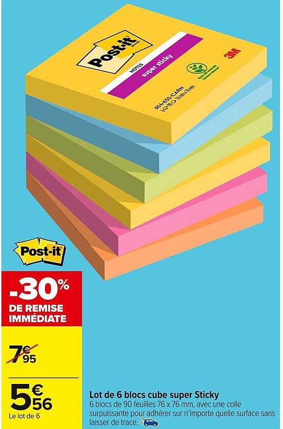 Lot de 6 blocs cube super Sticky