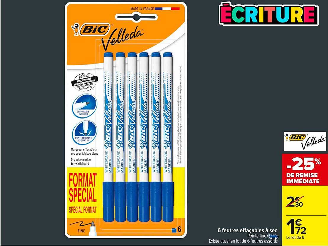 Lot de 6 feutres effaçables BIC Velleda