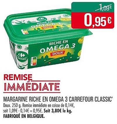 Margarine Riche en Omega 3 Carrefour Classic'