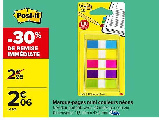 Marque-pages mini couleurs néons